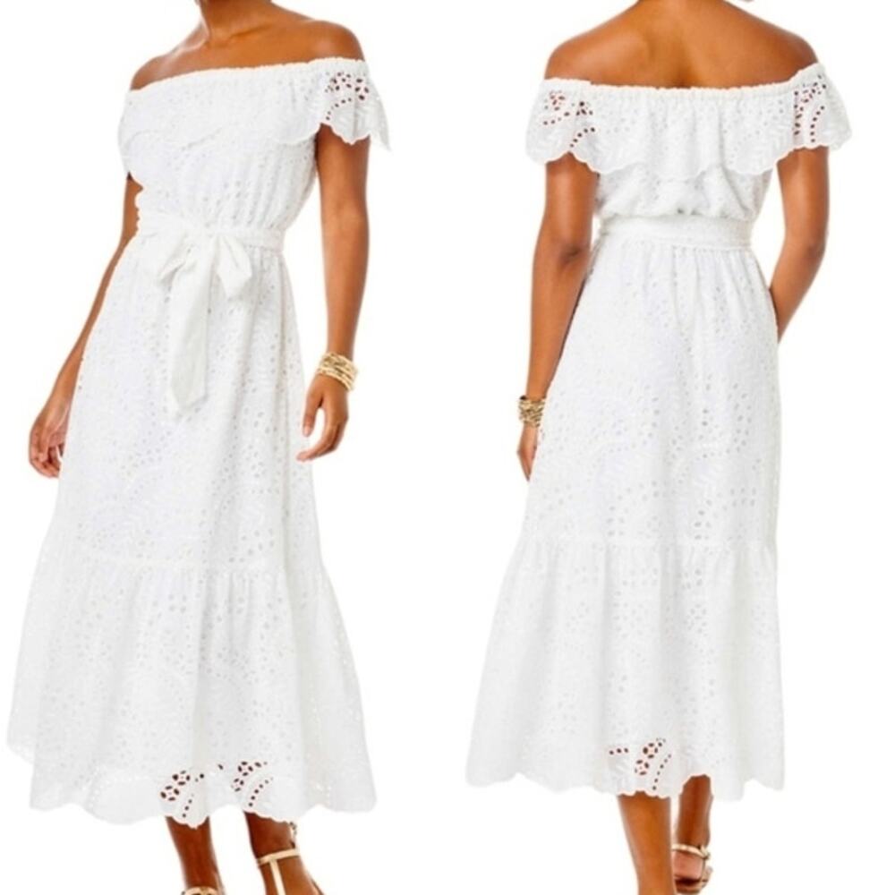 Lilly Pulitzer Geri Dress Eyelet Boho Romantic Embroidered - Picture 11 of 12